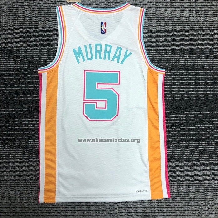 Camiseta San Antonio Spurs Dejounte Murray NO 5 Ciudad 2021-22 Blanco